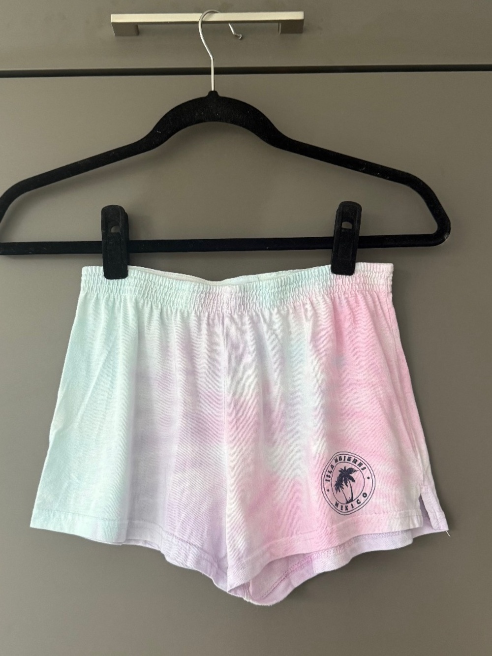 Isla Mujeres Mexico Tie Dye Lounge Shorts Size S Pink White Beach Shorts Elastic